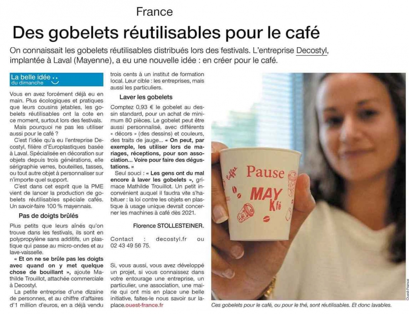 Des gobelets réutilisables pour le café : MAYKfé